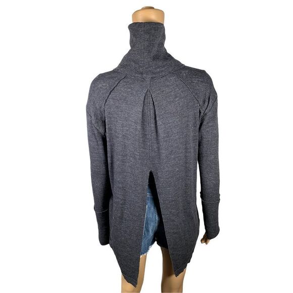 We The Free Women's Gray Stone Cold Split Back Turtleneck Top Size Small FP - Picture 4 of 9